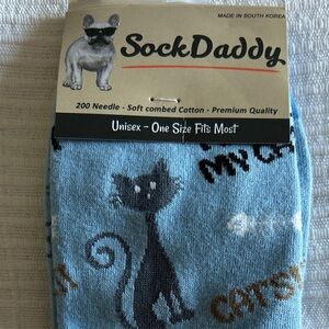 Light Blue Cat-Pattern Pet Socks